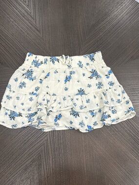 Eyeshadow Girls Cream Top with Blue Floral Print